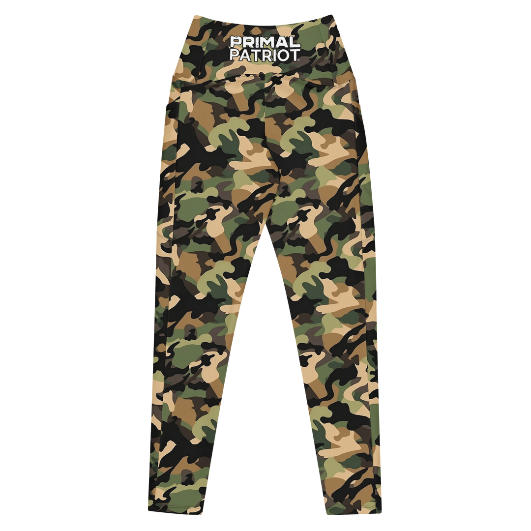 Crossover Leggings With Pockets - Woodlands Camo