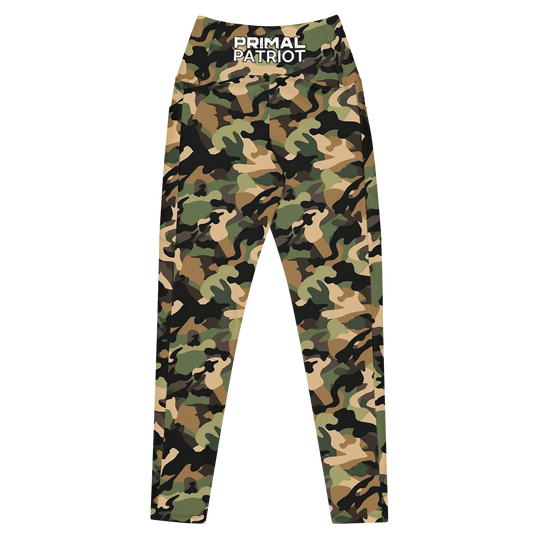 Crossover Leggings With Pockets - Woodlands Camo