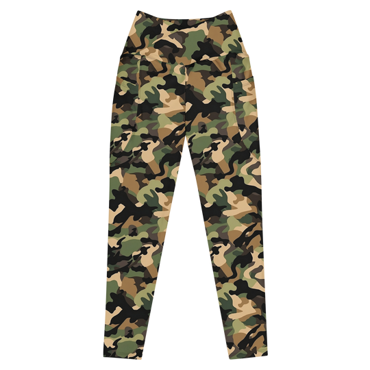 Crossover Leggings With Pockets - Woodlands Camo