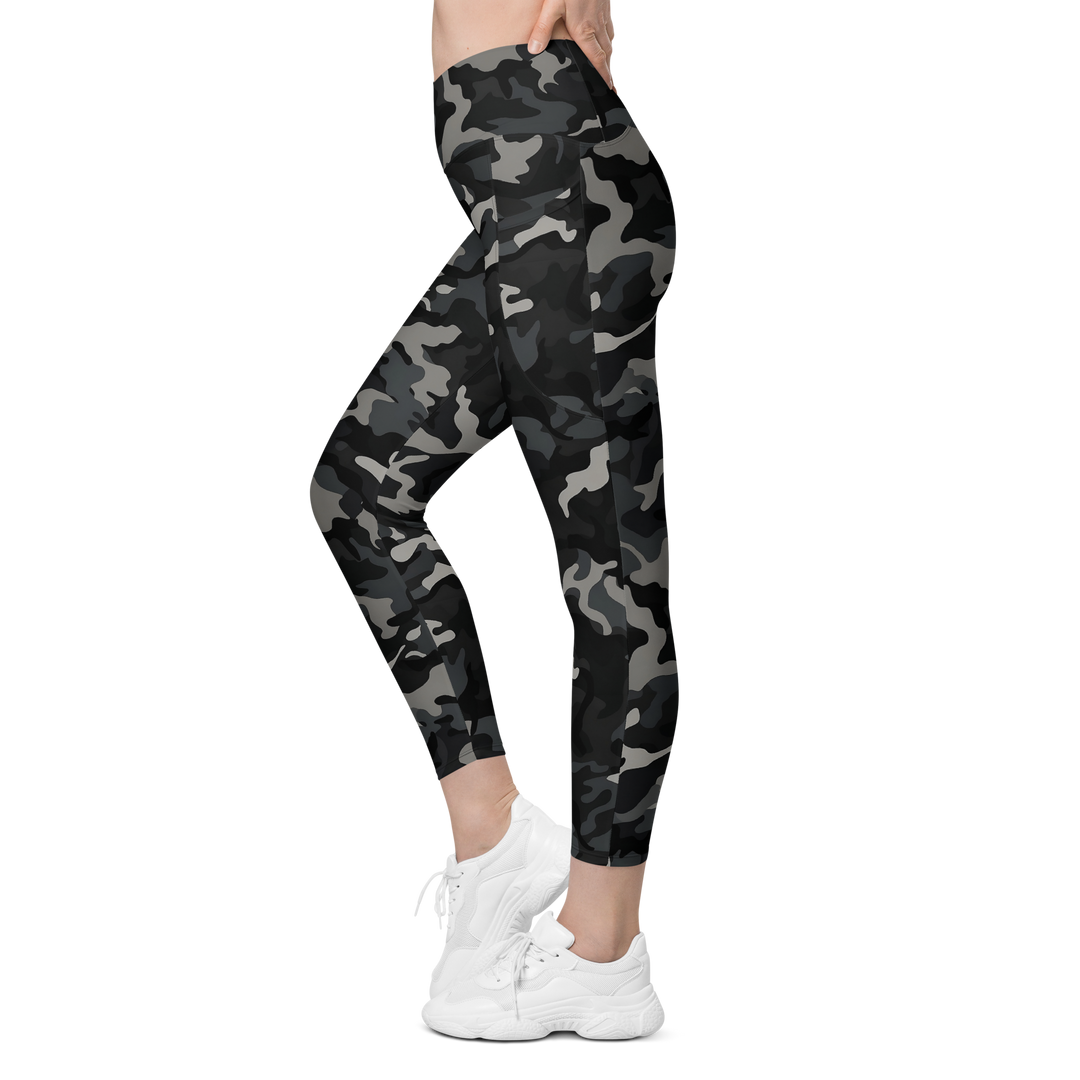 Crossover Leggings With Pockets - Night Camo