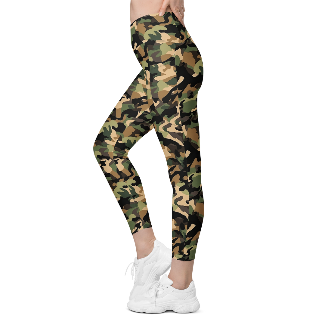 Crossover Leggings With Pockets - Woodlands Camo