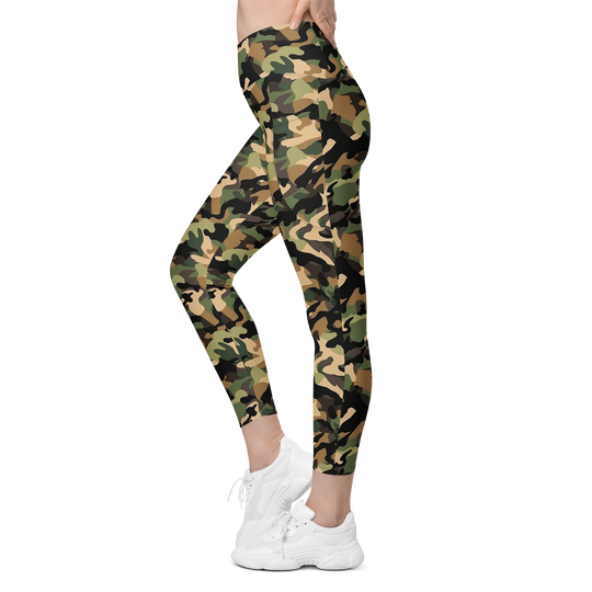 Crossover Leggings With Pockets - Woodlands Camo