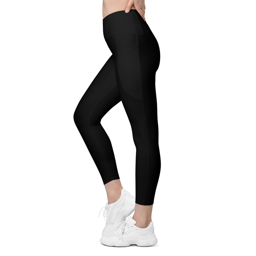 Crossover Leggings With Pockets - Black Primal