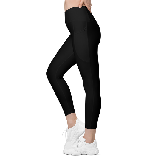 Crossover Leggings With Pockets - Black Primal