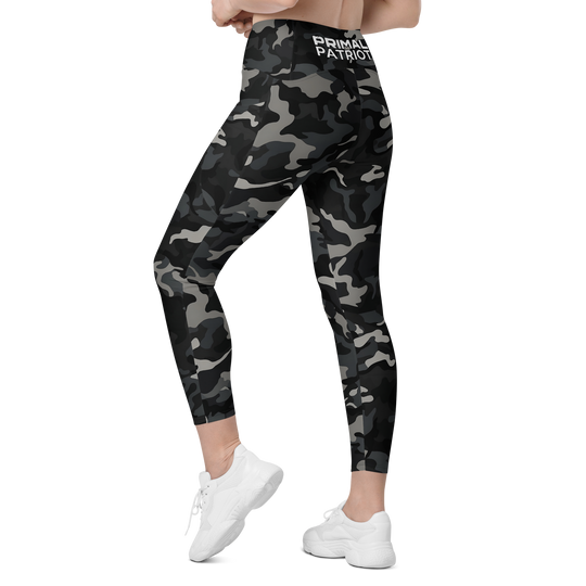 Crossover Leggings With Pockets - Night Camo