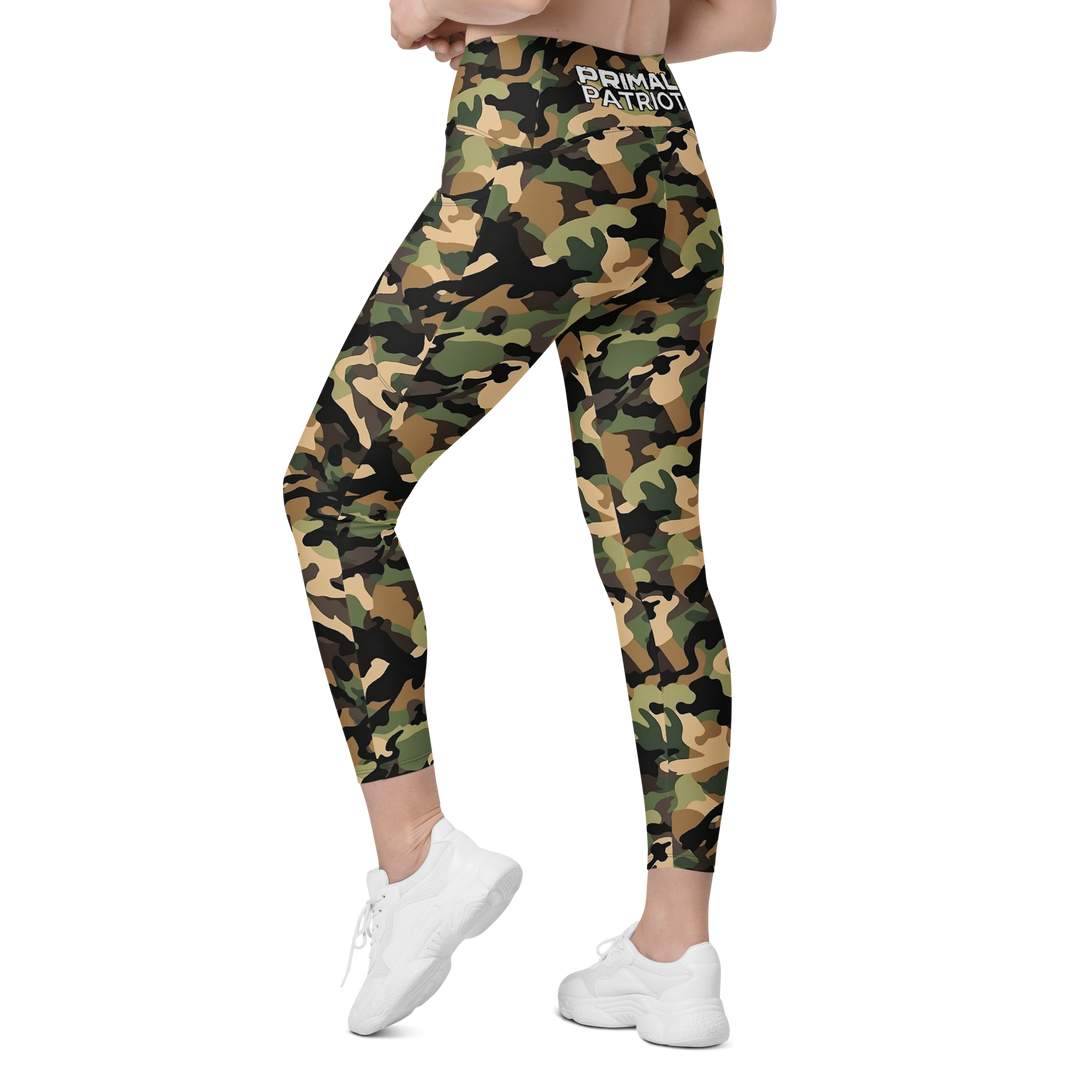 Crossover Leggings With Pockets - Woodlands Camo