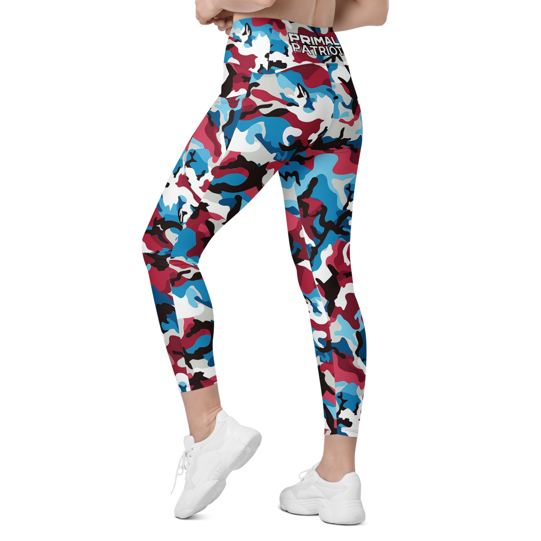 Crossover Leggings With Pockets - Old Glory Camo