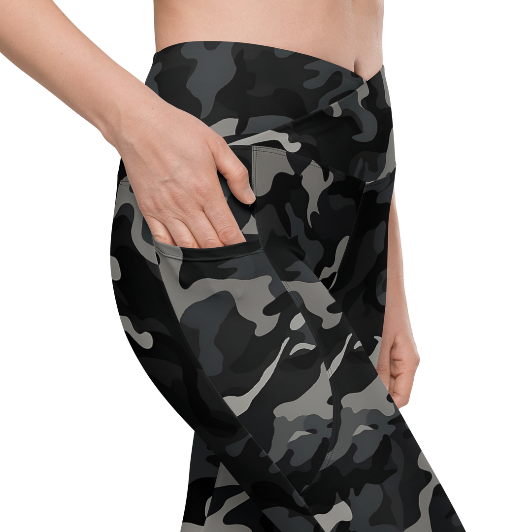 Crossover Leggings With Pockets - Night Camo