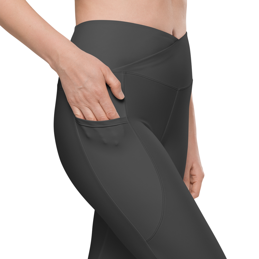 Crossover Leggings With Pockets - Gray Primal