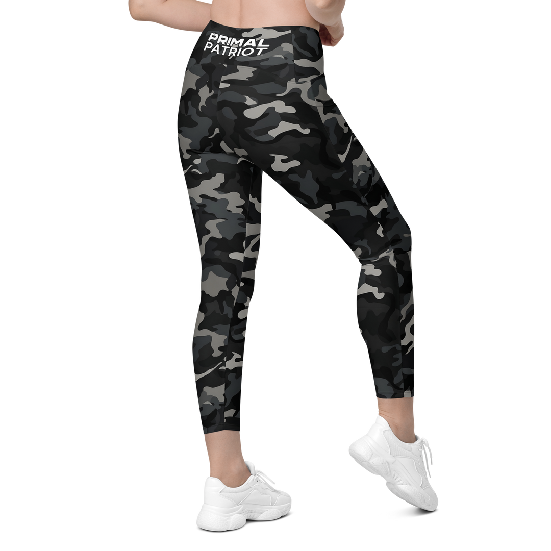 Crossover Leggings With Pockets - Night Camo