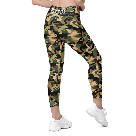 Crossover Leggings With Pockets - Woodlands Camo