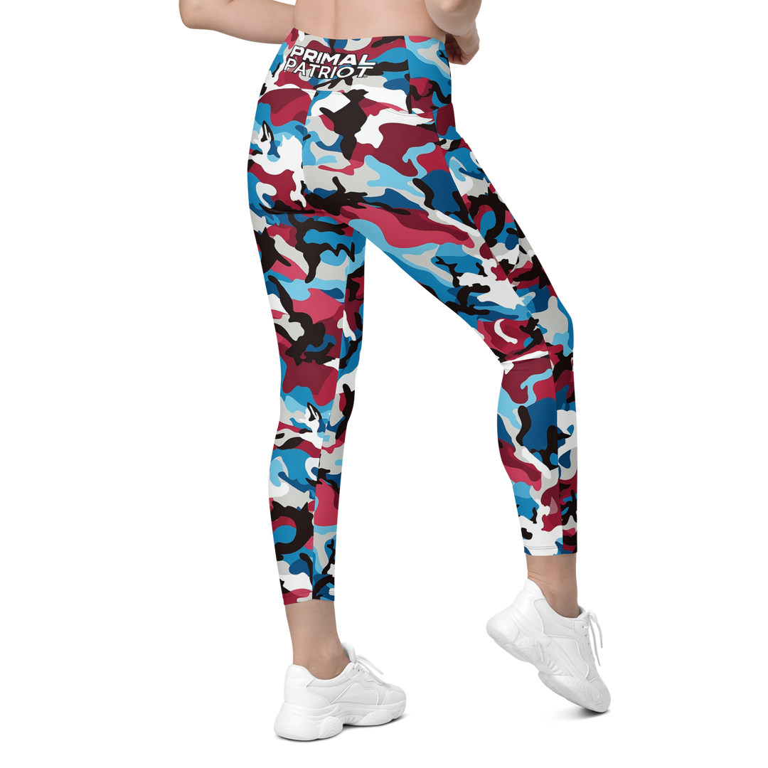 Crossover Leggings With Pockets - Old Glory Camo