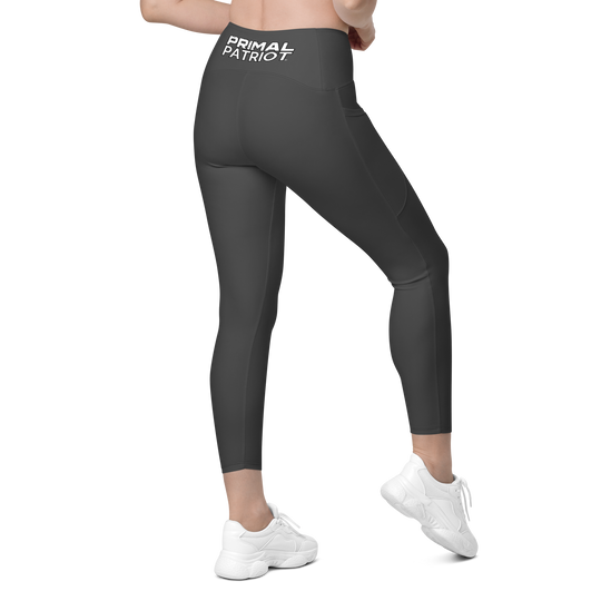 Crossover Leggings With Pockets - Gray Primal