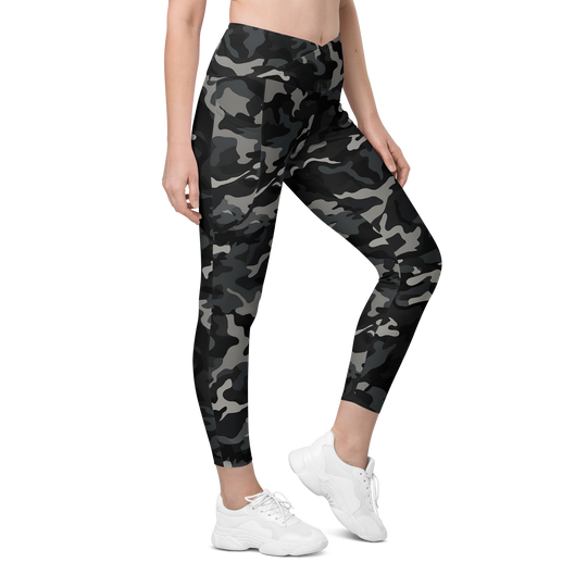 Crossover Leggings With Pockets - Night Camo