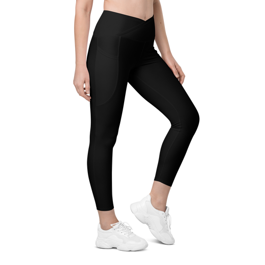 Crossover Leggings With Pockets - Black Primal