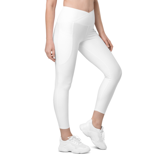 Crossover Leggings With Pockets - White Primal