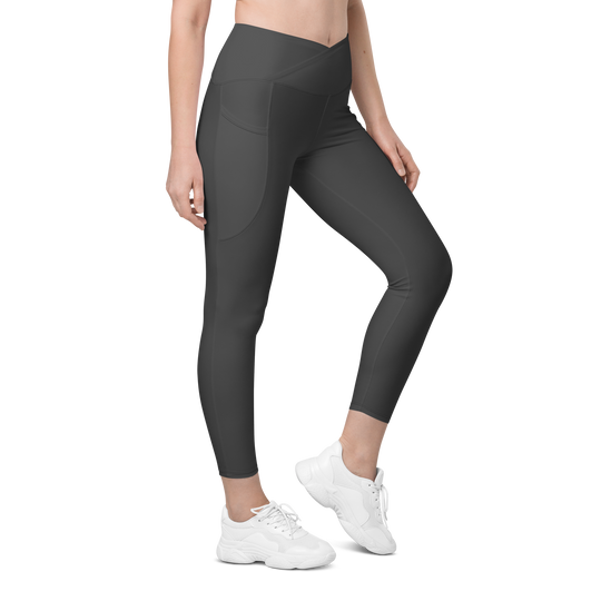 Crossover Leggings With Pockets - Gray Primal