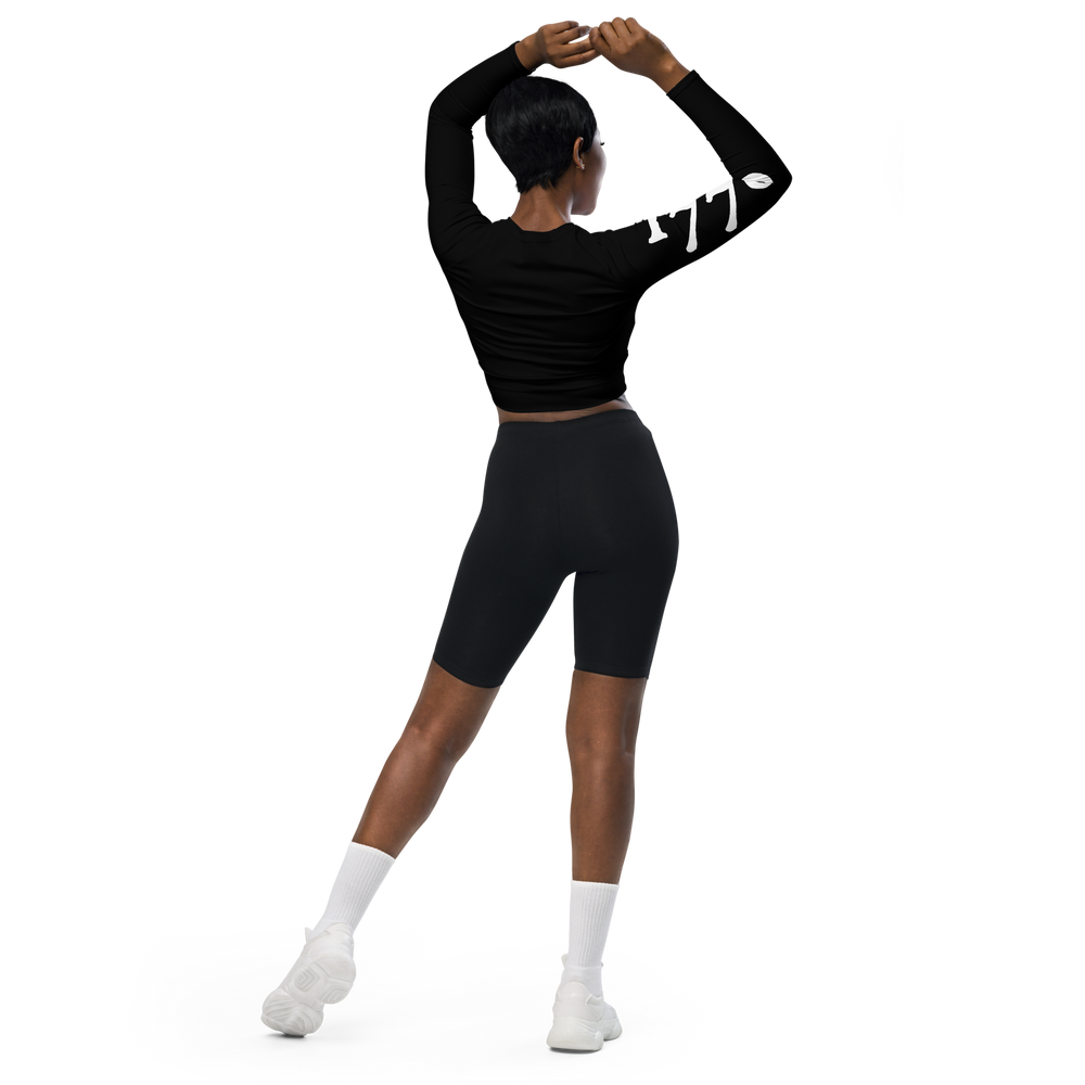 Recycled Long-Sleeve Crop Top - Black Primal