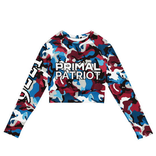 Recycled Long-Sleeve Crop Top - Old Glory Camo