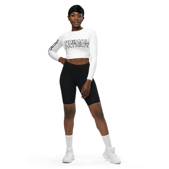 Recycled Long-Sleeve Crop Top - White Primal