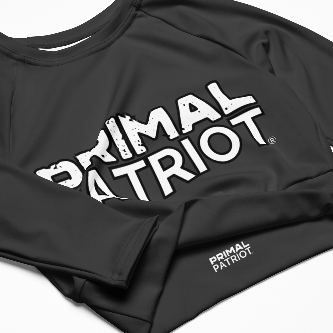 Recycled Long-Sleeve Crop Top - Gray Primal