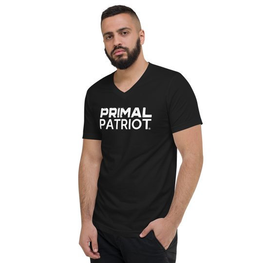 Men's Short Sleeve V-Neck T-Shirt - Black Primal